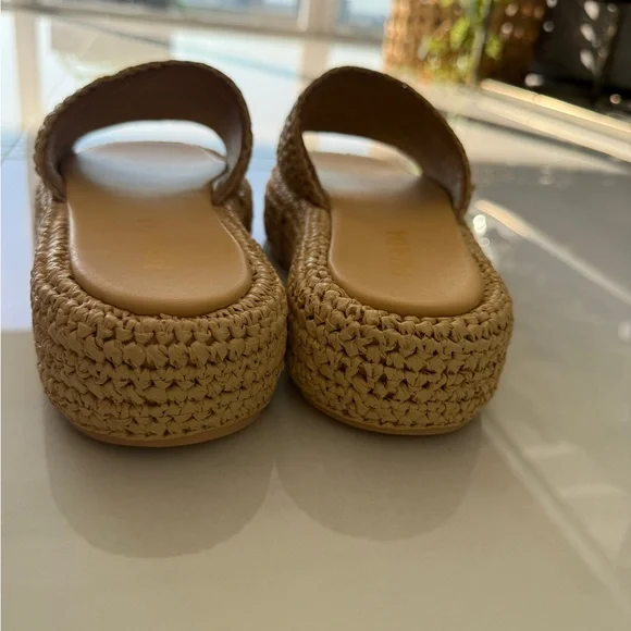 Prada Beige Woven Raffia Slide Sandals Size 37 - Picture 8 of 8